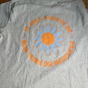 NYON Gray Tee with Orange and Blue Flower Design